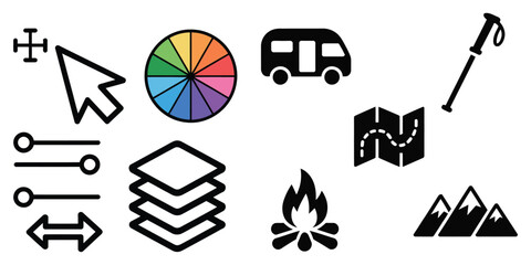 Set of colorful vector icons for web and business design elements
