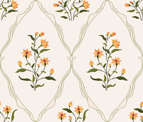 Vector Hand drawn colourful geometric flowers Motifs African boho paisley, seamless patterns with floral for fabric Ethnic Indian Pattern, textiles, clothing, wrapping paper, backdrop, banner.
