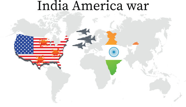 America India war fighter jet blast missiles fire America map India map nuclear war world war teriffs war economic crisis