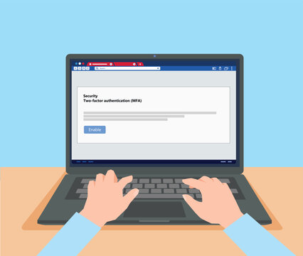 laptop hand type MFA page office interior