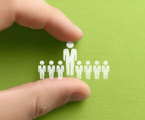 A hand holding up a group of people