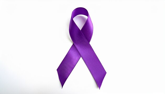 purple ribbon isolated on white symbolizing for domestic violence pancreatic cancer alzheimer s disease epilepsy animal abuse overdose awareness