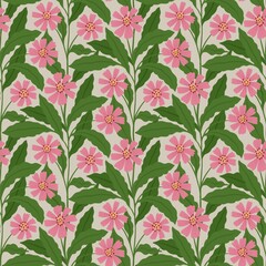 Seamless pattern white flower with leaves	