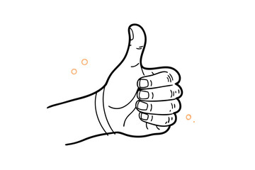 Positive Hand Gesture Thumbs Up Approval Line Art