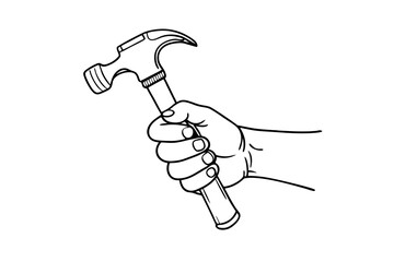Construction Tool Concept Hand Holding Hammer Sketch