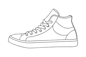 Retro Style High Top Sneaker Footwear Drawing