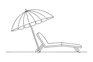 Tropical Resort Lounge Chair and Beach Umbrella Sketch