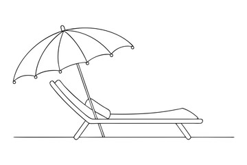 Relaxing Beach Sunbed and Parasol Summer Vacation