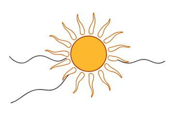 Stylized Shining Sun Minimalist Drawing