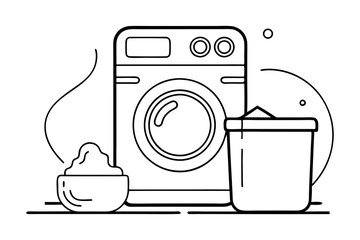 Laundry Day Washing Machine and Hamper Art