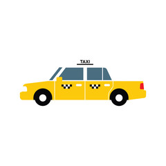 Bright yellow taxi on road Vector © TanzinaStock