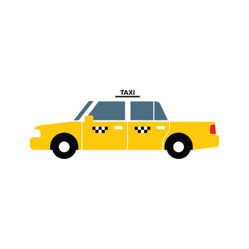 Bright yellow taxi on road Vector