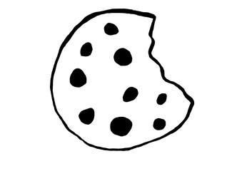 seamless cookie logo - hand-drawn food doodle style 