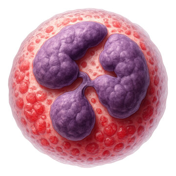 Segmented nucleus neutrophil with a granulated appearance.