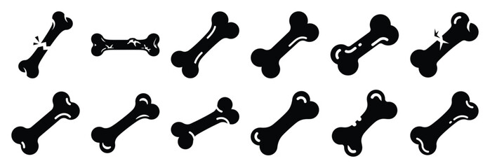 set of bone disease silhouette icon vector illustration isolated on white background