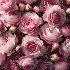 A captivating close-up of delicate pink roses in full bloom. The image is a sea of blossoming, adding a touch of romance