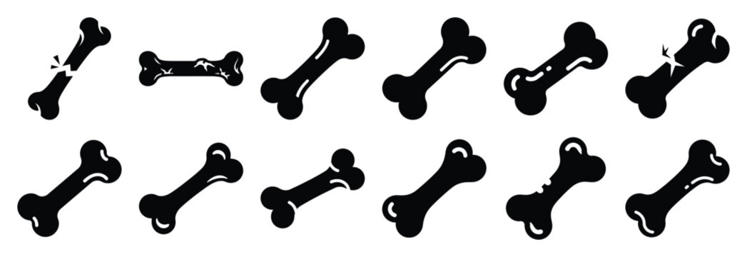 set of bone disease silhouette icon vector illustration isolated on white background