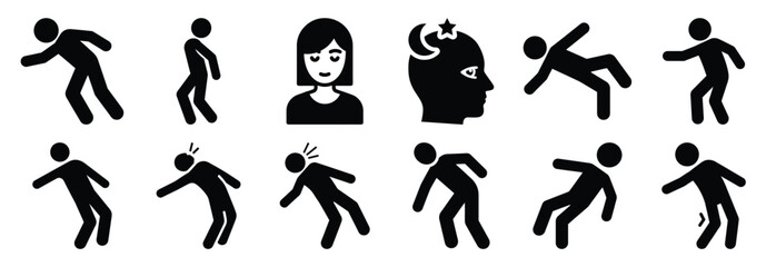 set of fainting silhouette icon vector illustration isolated on white background