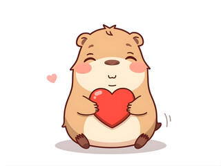 cute capybara with love hearts