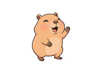 Cute Friendly Capybara Waving Hello