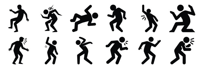 set of seizure silhouette icon vector illustration isolated on white background