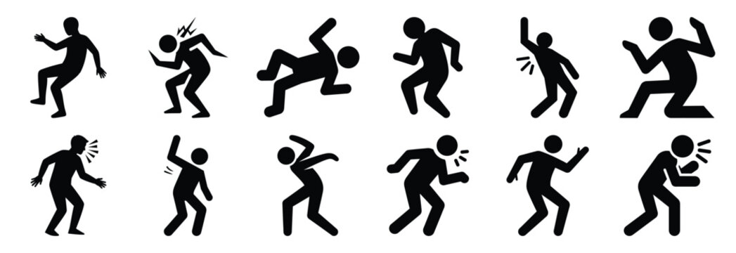 set of seizure silhouette icon vector illustration isolated on white background