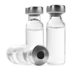 Vaccine in glass vials isolated on white