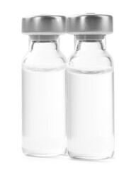 Vaccine in glass vials isolated on white