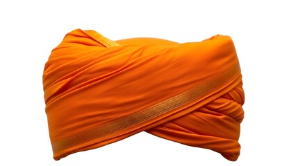 Bright orange turban with gold trim