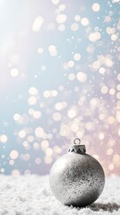 New Year banner with New Year decor on a blurred background, bokeh effect.