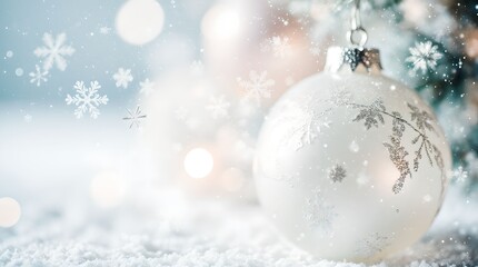 New Year banner with New Year decor on a blurred background, bokeh effect.