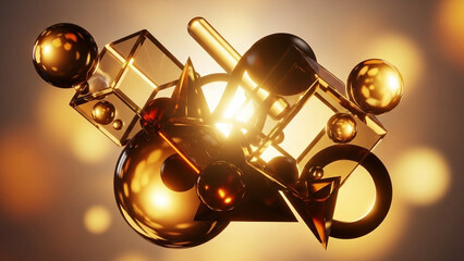 Soft golden light bursting through abstract geometric shapes.