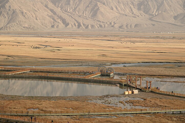 The amazing landscape of Tashkurgan. Tashgur City, Tajikistan Autonomous Region, China near Tashkurgan Stone City located 3. 500m above the sea level, and last city before the border with Pakistan.