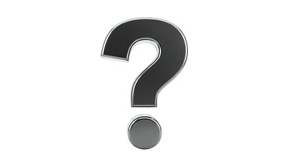 Metallic Question Mark on White Background