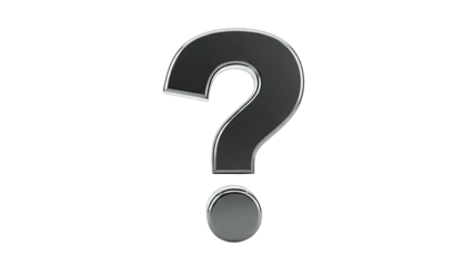 Metallic Question Mark on White Background