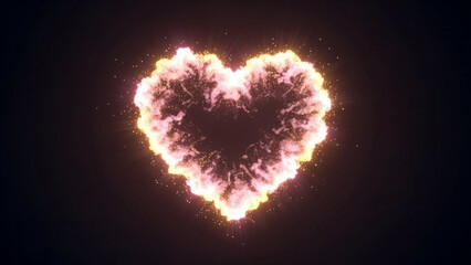 Minimal heart icon formed from soft glowing particles, uplifting mood.