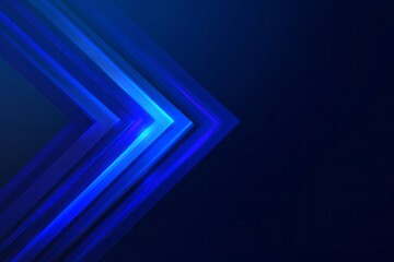 Abstract digital design features luminous blue chevron shapes moving towards the right side