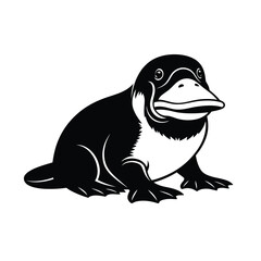 Fototapeta premium Black and white illustration of a mythical platypus like creature