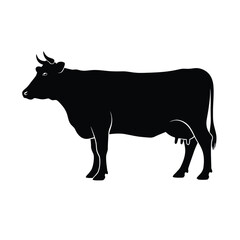 Black silhouette of a cow standing sideways