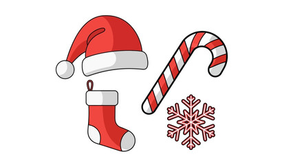 Santa Hat and Candy Cane Christmas Icons