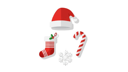 Christmas Santa Hat and Stocking Illustration Set