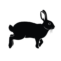 Black silhouette of a rabbit in motion