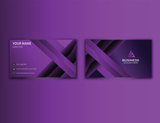 Modern and creative purple business card design template with abstract geometric elements. Clean and professional layout suitable for corporate branding, business identity, personal brand.