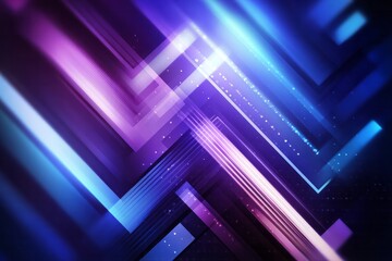 Dynamic geometric shapes create an abstract background with vibrant neon light streaks