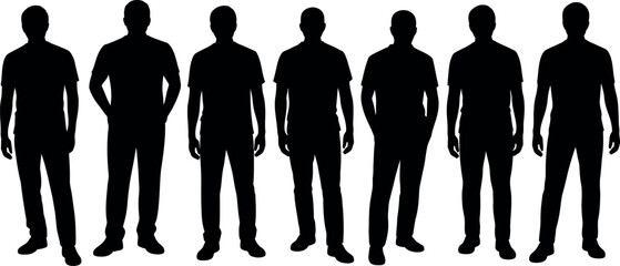 set of men in different poses standing silhouettes
