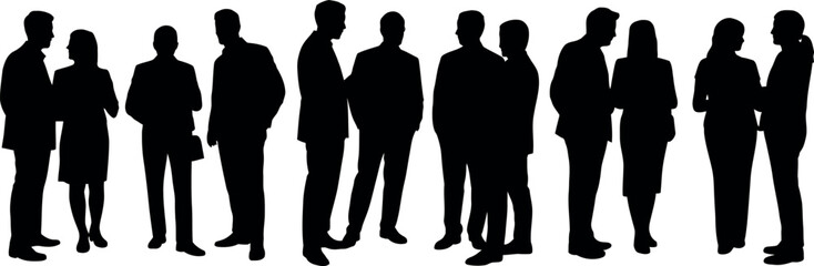 Silhouettes of business people standing in various poses