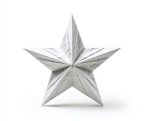 Obraz premium Lustrous Silver Star Shape on Pure White Canvas - A Festive Decoration Element