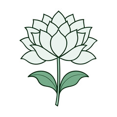single lotus flower vector outline vector illustration featuring a floral nature design with green leaves and spring blossom petals as a decorative plant element for art patterns