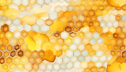 a yellow and white honeycomb pattern with a watercolor effect