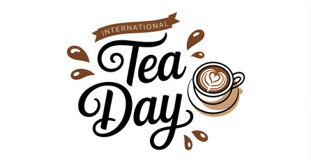 International Tea Day Typography With Cup Illustration